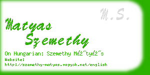 matyas szemethy business card